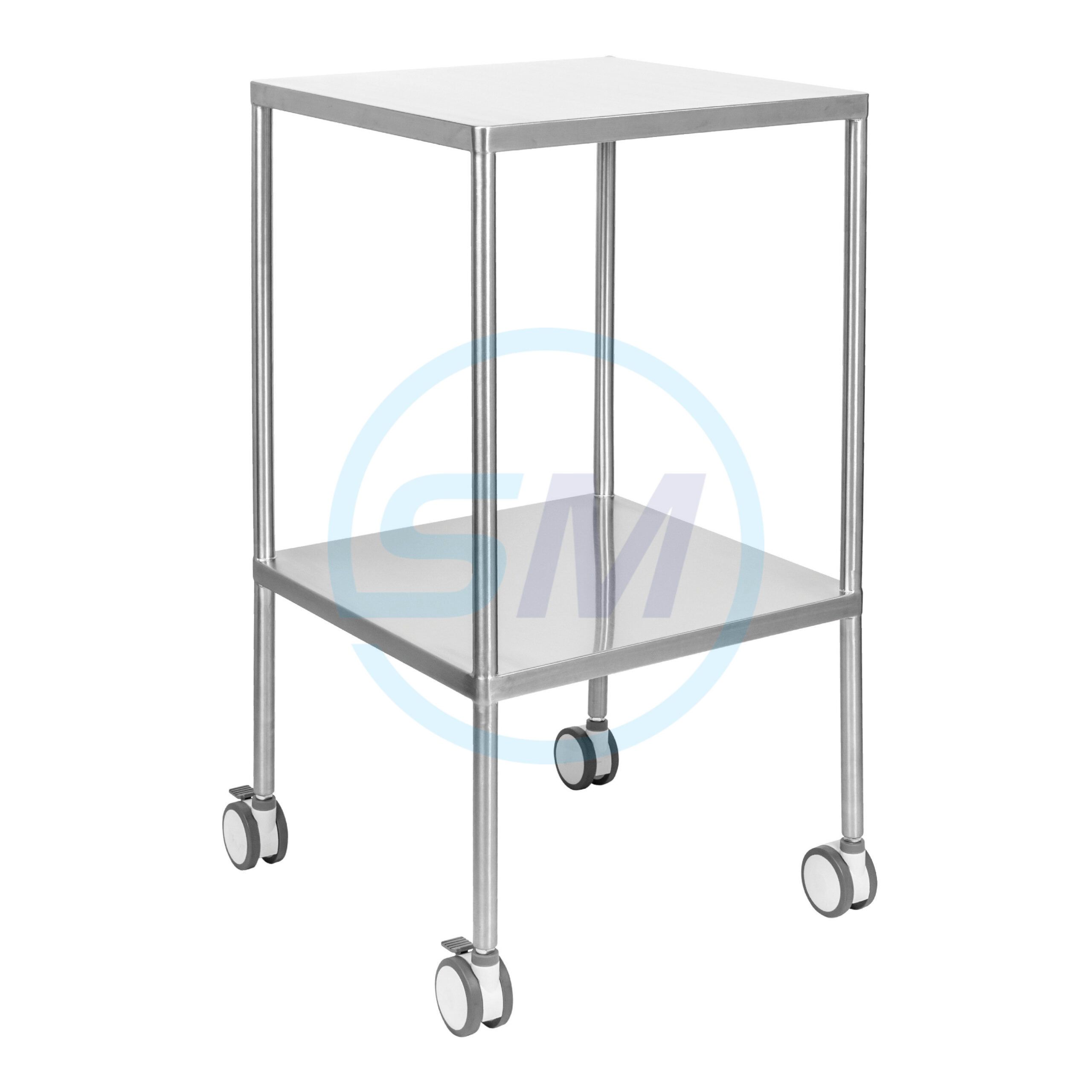 Stainless Two Shelves No Rails Trolley
